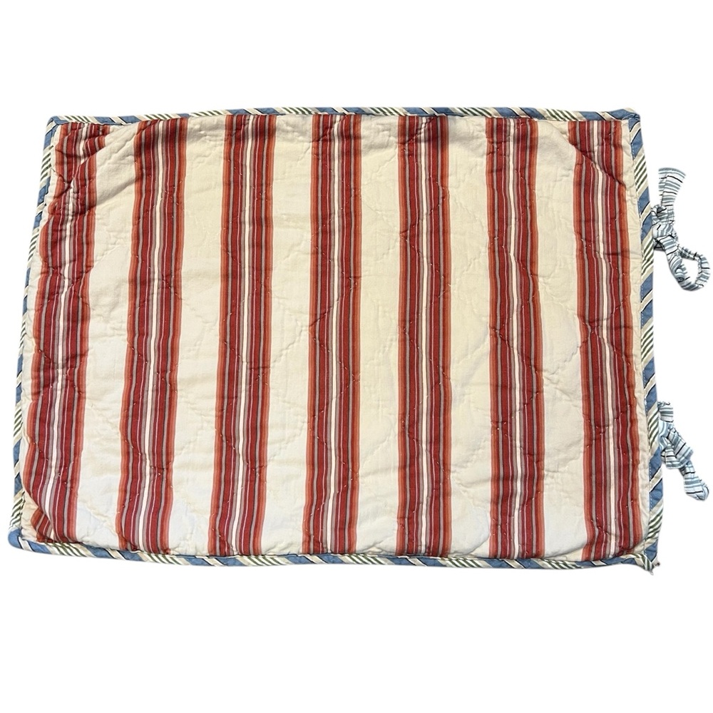Pottery Barn Patriotic Americana Striped Standard Pillow Cover Sham Red Blue